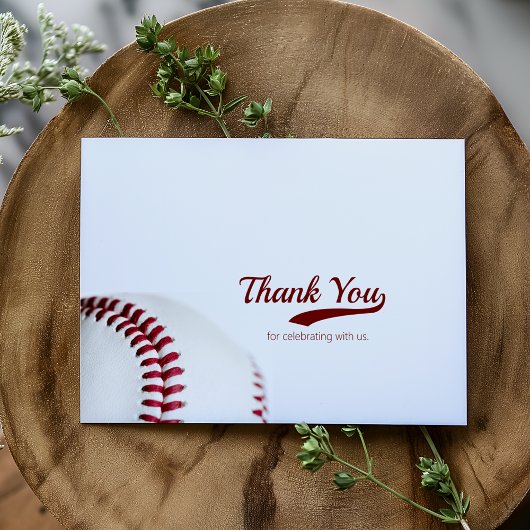 Gevouwen Baseball Theme Wedding Bedankkaart