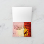 Gevouwen bedankkaart African Safari Giraffe Sunse (Binnen)