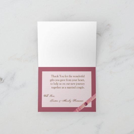 Gevouwen bedankkaart Amethist Jewel Satijnen Lint (Binnen)