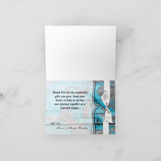 Gevouwen bedankkaart Blauwe Houten Schuur Deur Laa (Binnen)