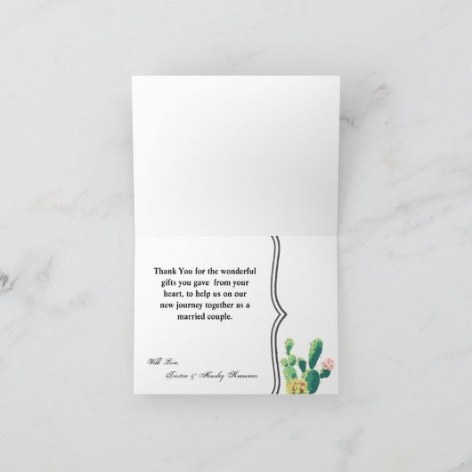 Gevouwen bedankkaart Boheemse Cactus Succulents D (Binnen)