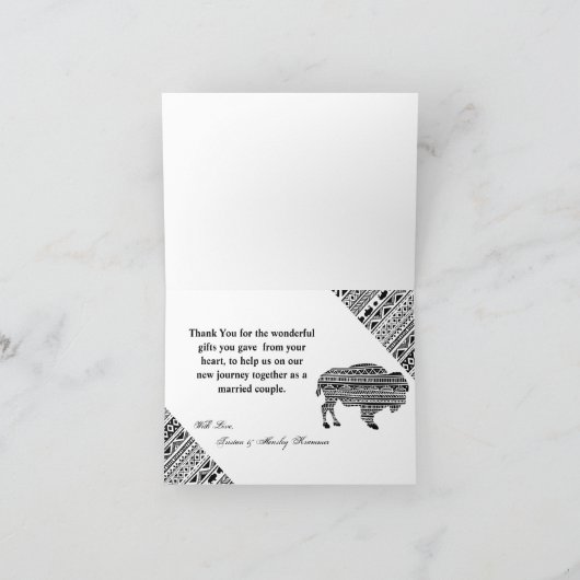 Gevouwen bedankkaart Boho Buffalo Tribal Pattern (Binnen)