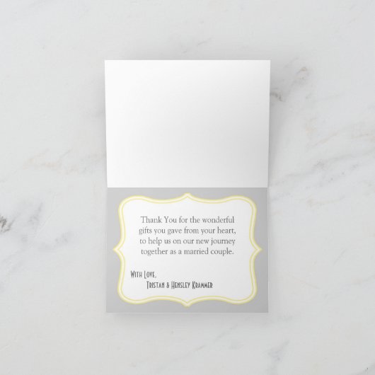 Gevouwen bedankkaart Chevron Stripe Grijs Geel (Binnen)