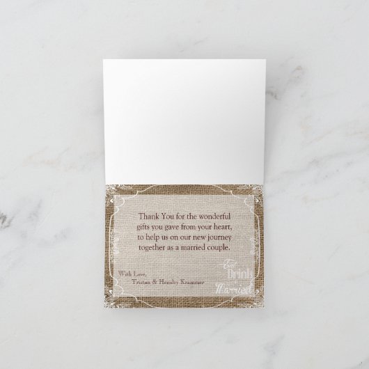 Gevouwen bedankkaart Eet Drink Wees getrouwd Burla (Binnen)