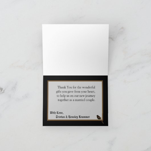 Gevouwen bedankkaart Formele Tortelduifjes Duif Ve (Binnen)