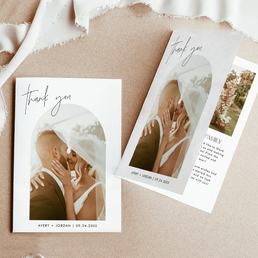 Gevouwen bedankkaart, foto bruiloft dank u bedankkaart