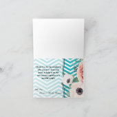 Gevouwen bedankkaart Geometrisch Roos Chevron Blau (Binnen)