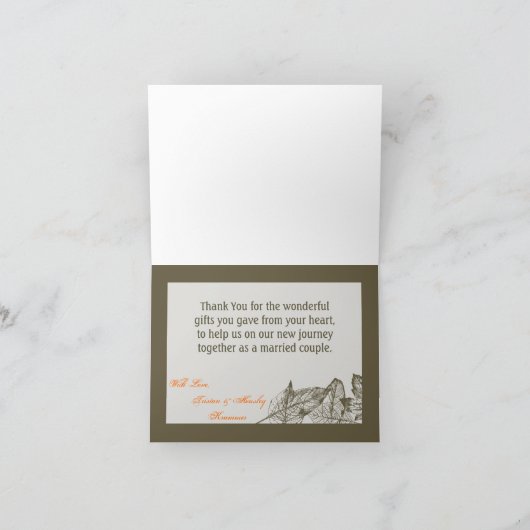 Gevouwen bedankkaart Hand getrokken Fall Leaves Au (Binnen)