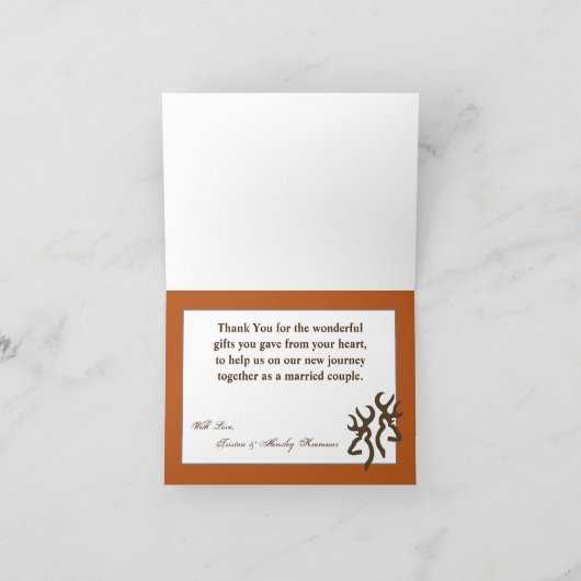 Gevouwen bedankkaart Jacht paar herten Doe Buck (Binnen)