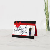 Gevouwen bedankkaart Marine uniform bruidegom brui (Voorkant)