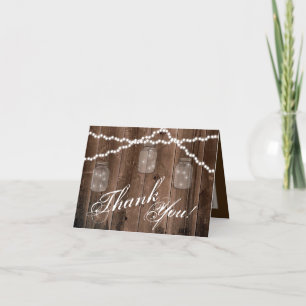 Gevouwen bedankkaart Mason Jar String Lights Schuu