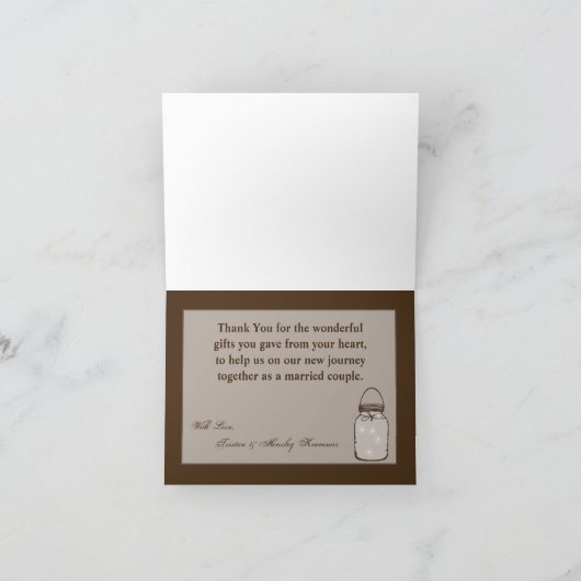 Gevouwen bedankkaart Mason Jar String Lights Wood (Binnen)