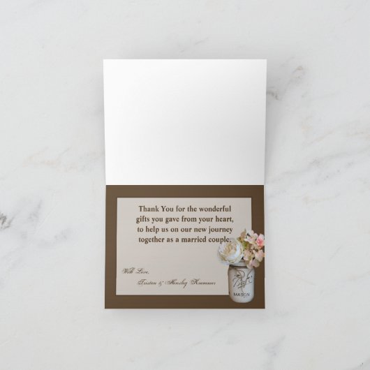 Gevouwen bedankkaart Mason Jars met Rozen (Binnen)