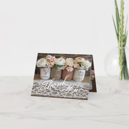Gevouwen bedankkaart Mason Jars met Rozen (Voorkant)