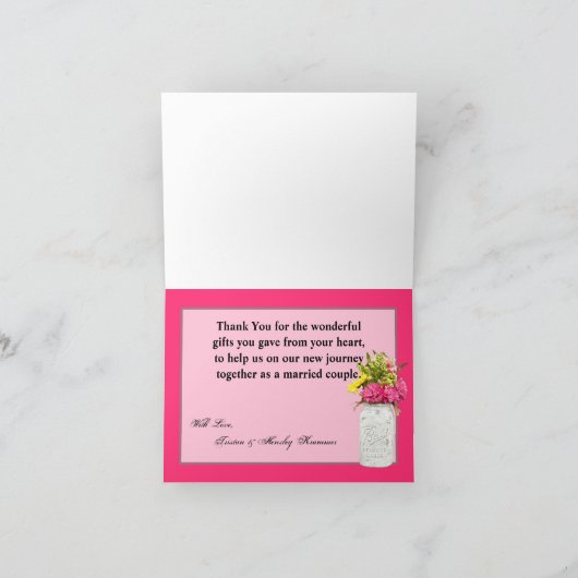 Gevouwen bedankkaart Mason Jars met Wildbloemen (Binnen)