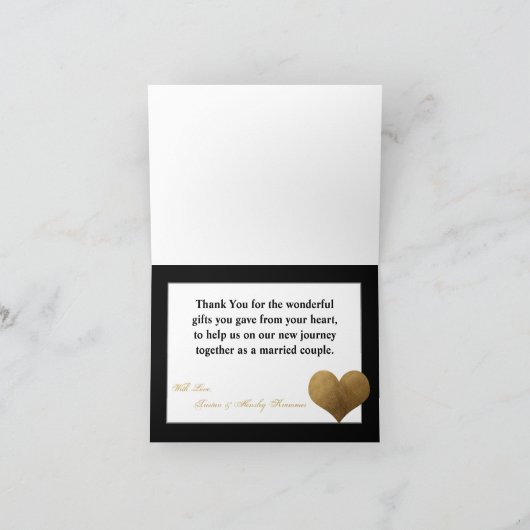 Gevouwen bedankkaart Modern Stripe Zwart Wit (Binnen)