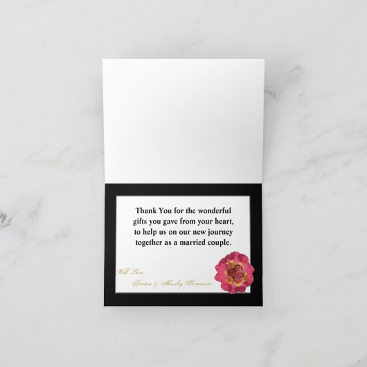 Gevouwen bedankkaart Modern Stripe Zwart Wit (Binnen)