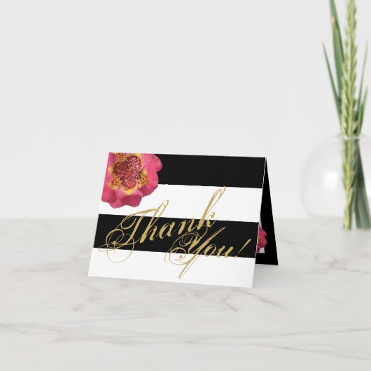 Gevouwen bedankkaart Modern Stripe Zwart Wit (Voorkant)