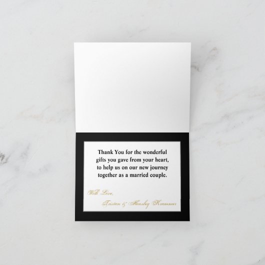 Gevouwen bedankkaart Modern Stripe Zwart Wit (Binnen)