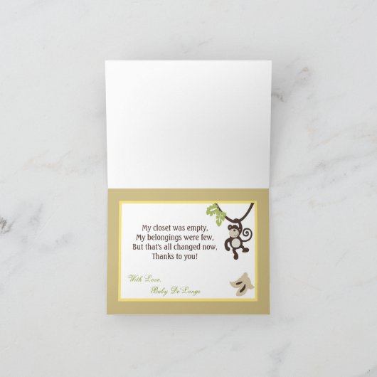 Gevouwen bedankkaart Monkey Time Zoo Animal (Binnen)