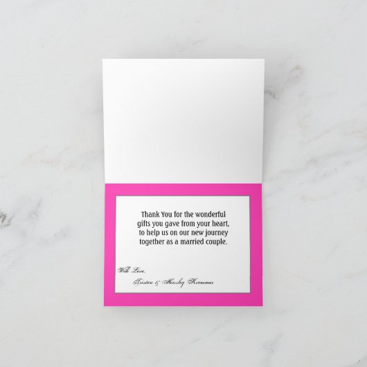 Gevouwen bedankkaart Ombre roze Chevron (Binnen)