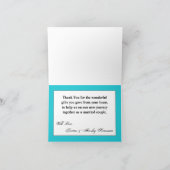 Gevouwen bedankkaart Ombre Streep Blauwgroen lijn  (Binnen)