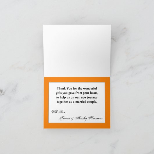 Gevouwen bedankkaart Ombre Streep Oranje lijn FAD (Binnen)