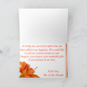 Gevouwen bedankkaart Oranje tijger Lilly w/Stripes (Binnen)