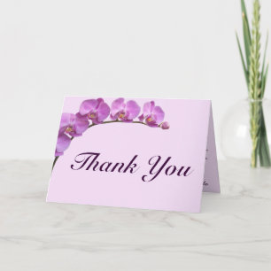 Gevouwen bedankkaart Paarse orchideeën op Stem