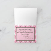 Gevouwen bedankkaart Pink Argyle Sock Monkey (Binnen)