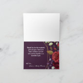 Gevouwen bedankkaart Pruim Paarse Rozen Gouden Geo (Binnen)