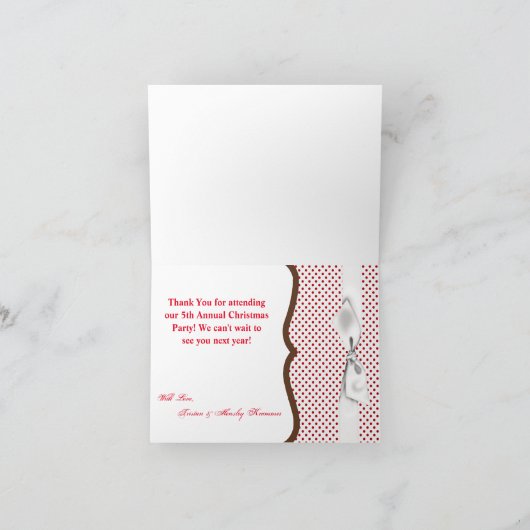 Gevouwen bedankkaart Rendier Kerstmis XMAS Polk (Binnen)