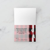 Gevouwen bedankkaart rood buffel geruite Beer zwar (Binnen)