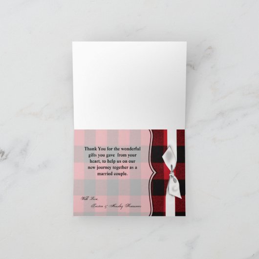 Gevouwen bedankkaart rood buffel geruite Beer zwar (Binnen)