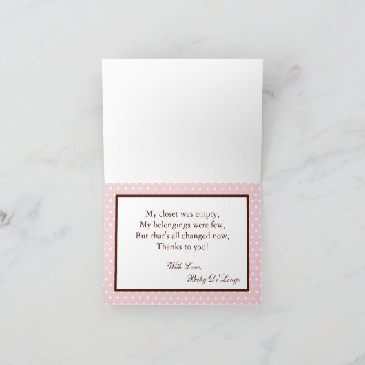 Gevouwen bedankkaart Roze lieveheersbeestje (Binnen)