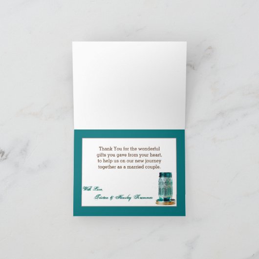 Gevouwen bedankkaart Rustiek Land Mason Jar (Binnen)