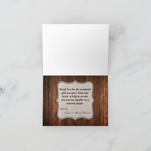 Gevouwen bedankkaart Schuur Hout Land Rustiek (Binnen)