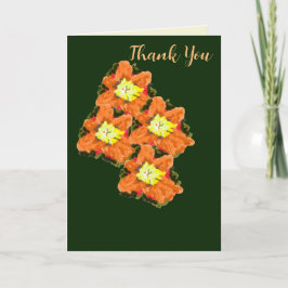 Gevouwen bedankkaart Sinaasappel & gele bloem's