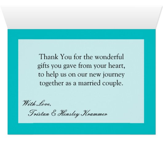 Gevouwen bedankkaart Sunset Fade Blauwgroen Blue T (Binnen Horizontaal (Onder))