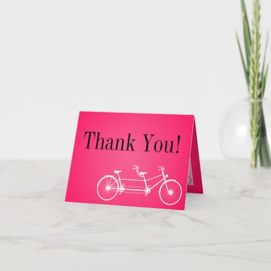 Gevouwen bedankkaart Whimsical Pink Double Bike (Voorkant)