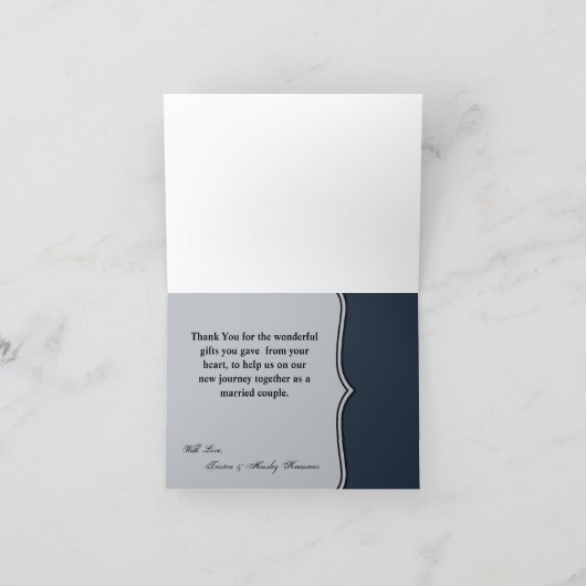 Gevouwen bedankkaart Witte Bloemen op Donker (Binnen)