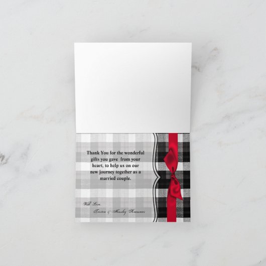 Gevouwen bedankkaart XMAS Truck Buffel Plaid Bla (Binnen)