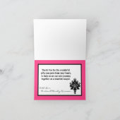 Gevouwen bedankkaart Zwart Hot Pink Damask Kant (Binnen)