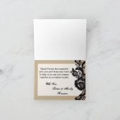 Gevouwen bedankkaart zwart kant Damask Antiek (Binnen)