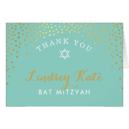 GEVOUWEN BEDANKT bat mitswa gouden confetti MINT