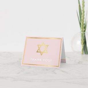 GEVOUWEN BEDANKT bat mitswa gouden ster blush roze