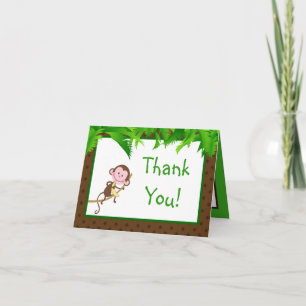 Gevouwen Bedankt Card Monkey Swing Oerwoud Safari