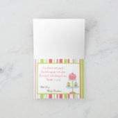 Gevouwen Bedankt Card Tea Party Roze Pastel Bloem (Binnen)