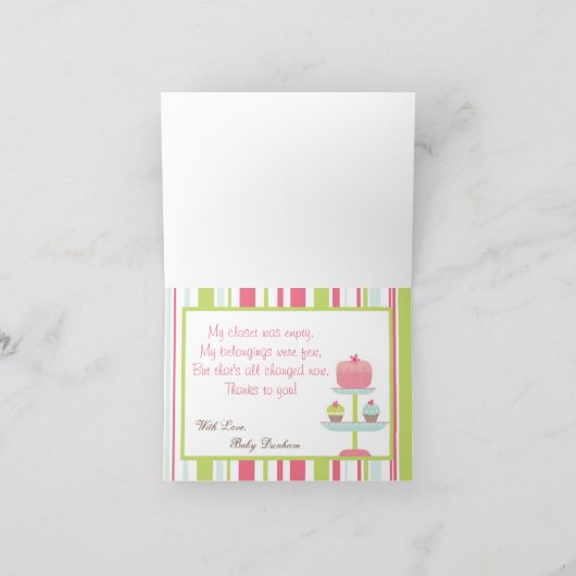 Gevouwen Bedankt Card Tea Party Roze Pastel Bloem (Binnen)