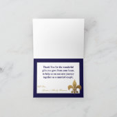 Gevouwen bedankt kaart Modern Stripe Navy White (Binnen)